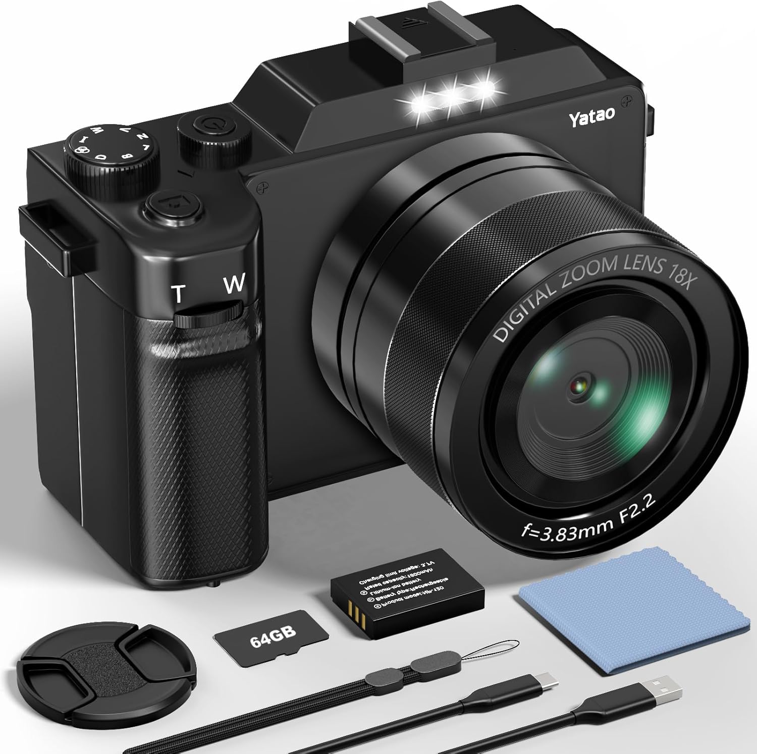 Fotocamera Digitale 4K 64MP Con Schermo Flip - Per Vlogging, Zoom 18x, Include Micro SD 32GB - Foto 8